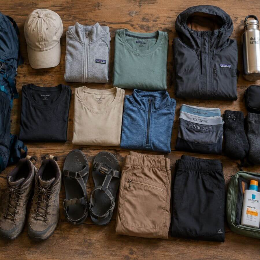 Vêtements techniques et chaussures de voyage adaptés à plusieurs climats